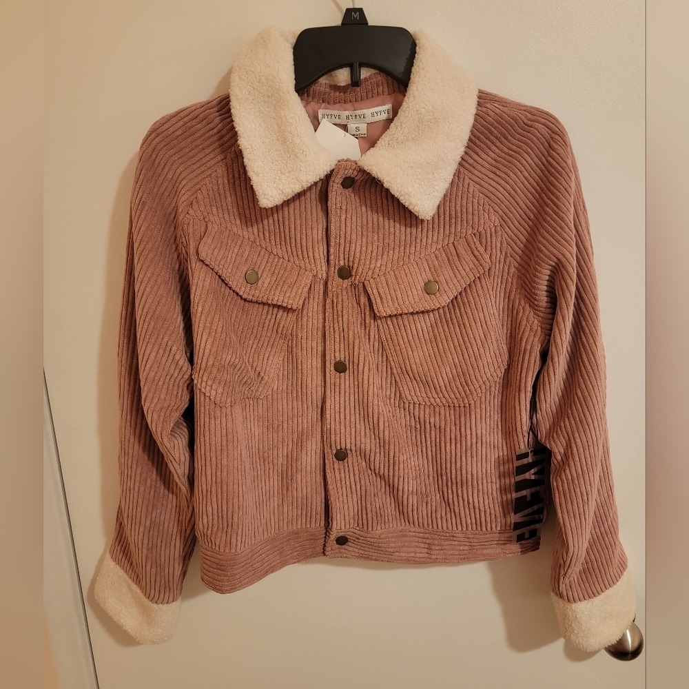 HYFVE Corduroy Jacket Faux Sherpa Snap Size Small Nwt Y2k Coquette Fairy Ballet